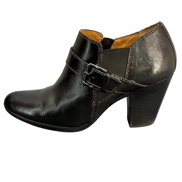 Sofft Black Leather Buckle Western Block Heel Comfort Ankle Boot Women 8.5 - Picture 4 of 10